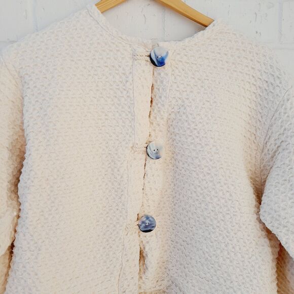 Wildrose Farm Jacket 100% Organic Heavy Cotton Waffle Shell Button Natural Sz: M - Picture 3 of 7